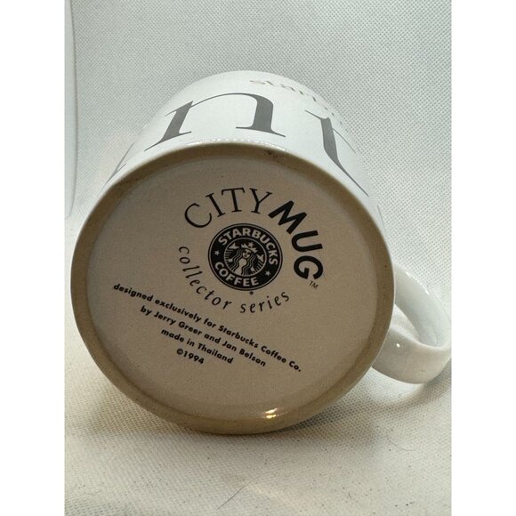 Starbucks Atlanta City Mug 1994 Collector Series White & Gold Ceramic - Picture 2 of 7